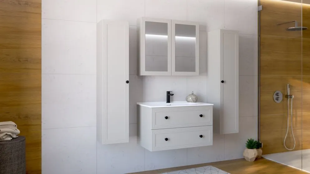 Szafka pod umywalkę wpuszczaną TORETO 2S 80cm kaszmirowy mat I sklep meblowy MIRAT. styl SKANDYNAWSKI kolekcja TORETO