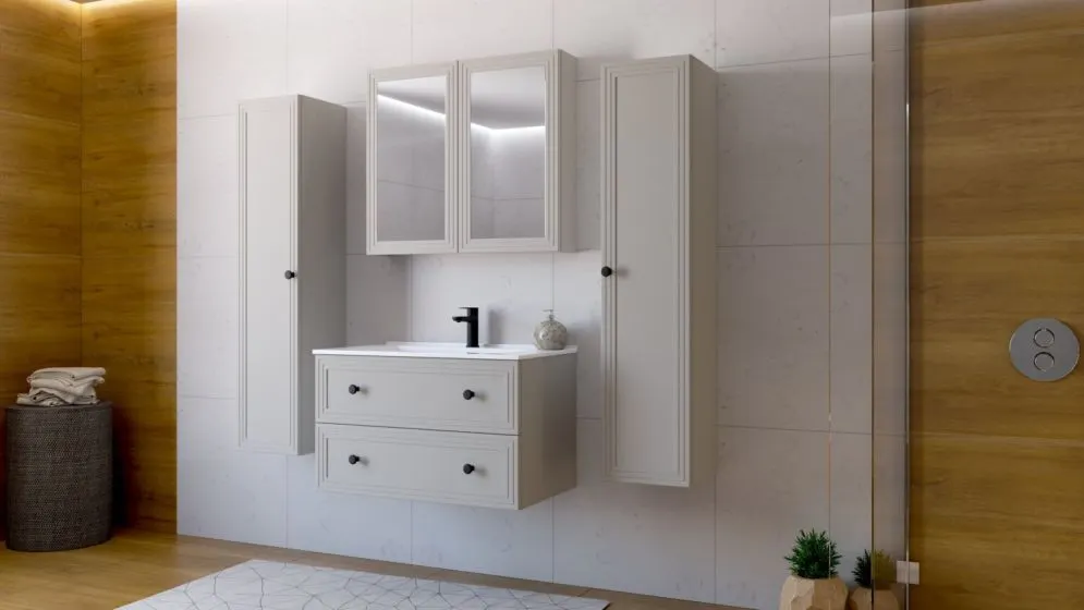 Szafka pod umywalkę wpuszczaną TORETO 2S 80cm kaszmirowy mat I sklep meblowy MIRAT. styl SKANDYNAWSKI kolekcja TORETO