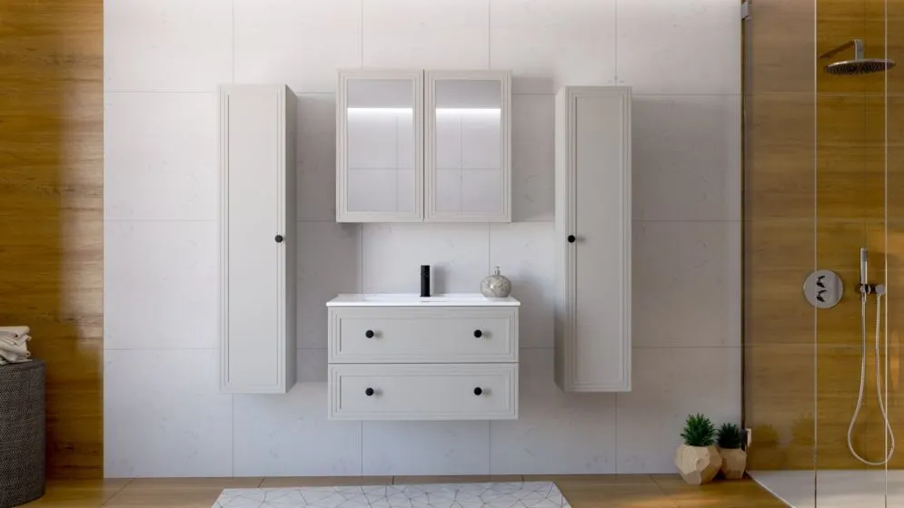 Szafka pod umywalkę wpuszczaną TORETO 2S 80cm kaszmirowy mat I sklep meblowy MIRAT. styl SKANDYNAWSKI kolekcja TORETO