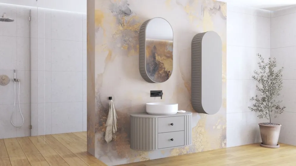 Szafka pod umywalkę VENEZIA CASHMERE 2S 95cm kaszmirowy mat I sklep meblowy MIRAT. styl RYFLOWANY kolekcja VENEZIA