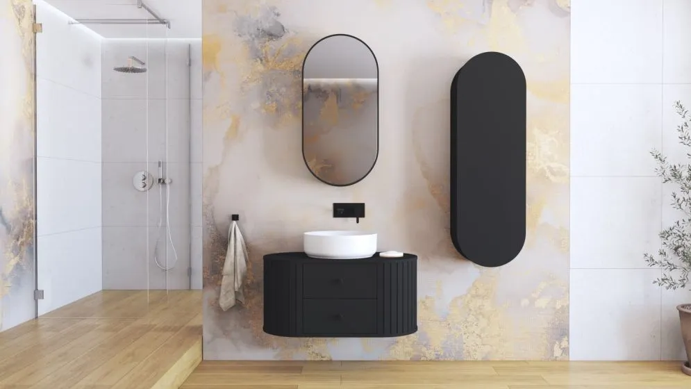 Szafka pod umywalkę VENEZIA 2S 95cm czarny mat ryflowana I sklep meblowy MIRAT. styl RYFLOWANY kolekcja VENEZIA