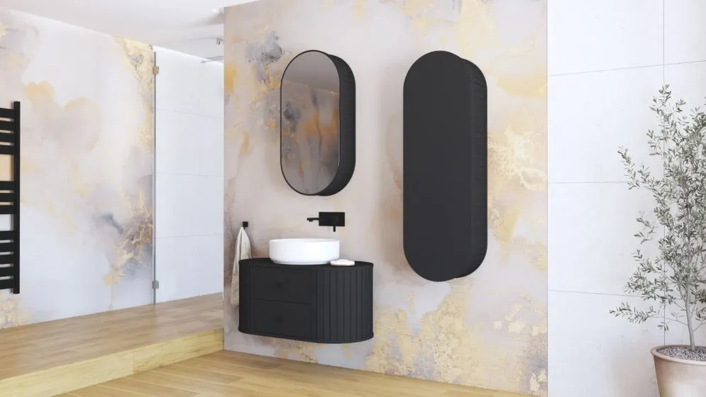 Szafka pod umywalkę VENEZIA 2S 95cm czarny mat ryflowana I sklep meblowy MIRAT. styl RYFLOWANY kolekcja VENEZIA