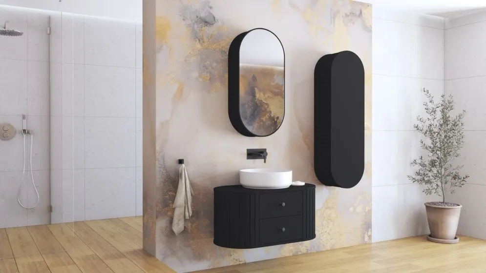 Szafka pod umywalkę VENEZIA 2S 95cm czarny mat ryflowana I sklep meblowy MIRAT. styl RYFLOWANY kolekcja VENEZIA