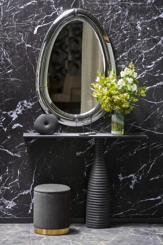 Lustro dekoracyjne IVORY 120x80cm srebrne wiszące I sklep meblowy MIRAT.