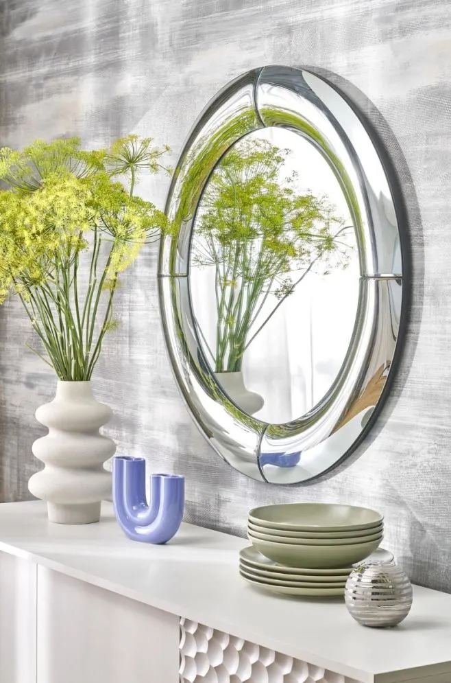 Lustro dekoracyjne MOON 80x80cm srebrne do salonu I sklep meblowy MIRAT. styl GLAMOUR