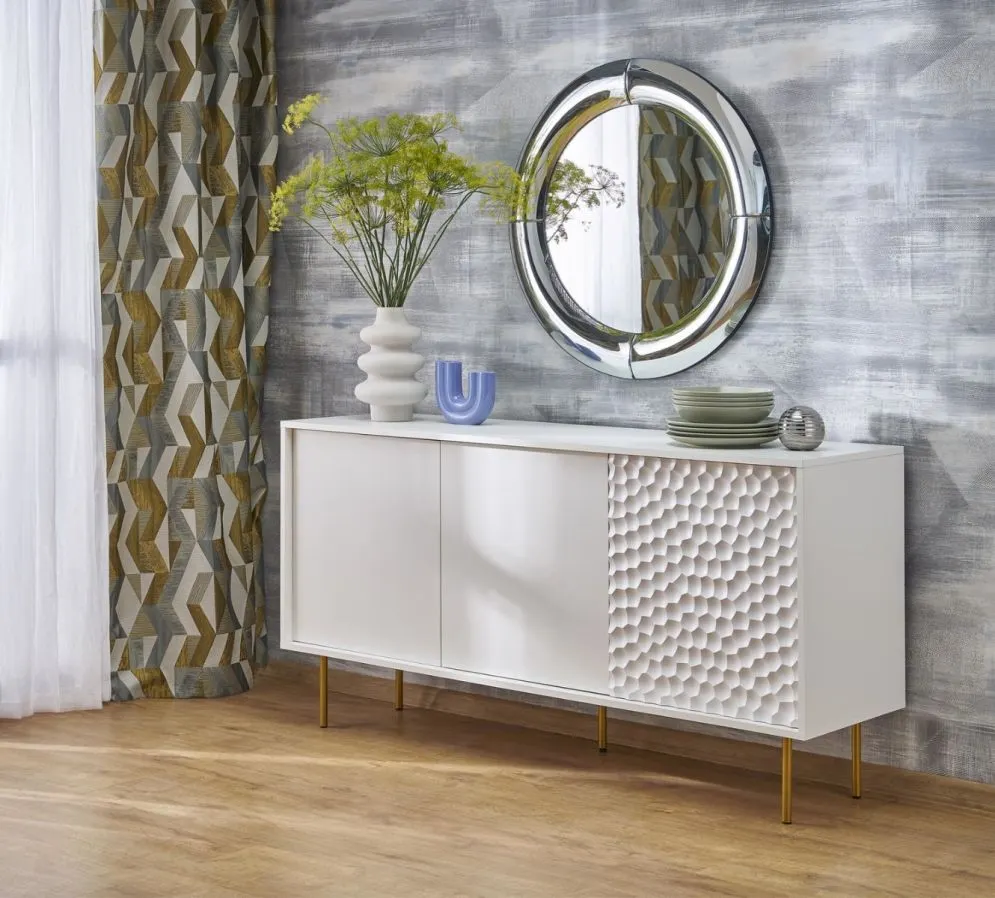 Lustro dekoracyjne MOON 80x80cm srebrne do salonu I sklep meblowy MIRAT. styl GLAMOUR