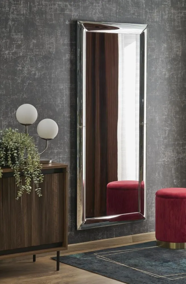 Lustro dekoracyjne ABISSO 72x162cm srebrne wiszące I sklep meblowy MIRAT. styl GLAMOUR