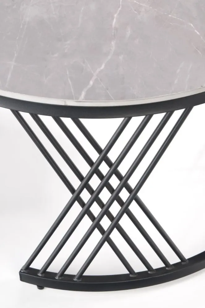 Zestaw 2 ław FLAMINGO szary marmur/czarny do salonu w stylu loft | MIRAT. styl GLAMOUR, LOFT