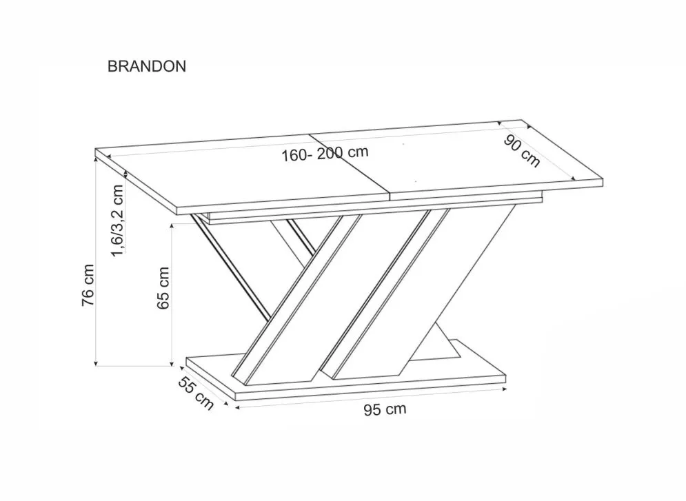 Stół do jadalni rozkładany BRANDON 160(200)x90cm kaszmir/dąb cremona mat I sklep meblowy MIRAT.