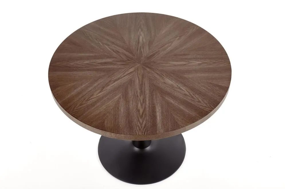 Stół CARMELO 100x100 orzech/czarny okrągły na jednej nodze firmy Halmar | MIRAT. styl LOFT