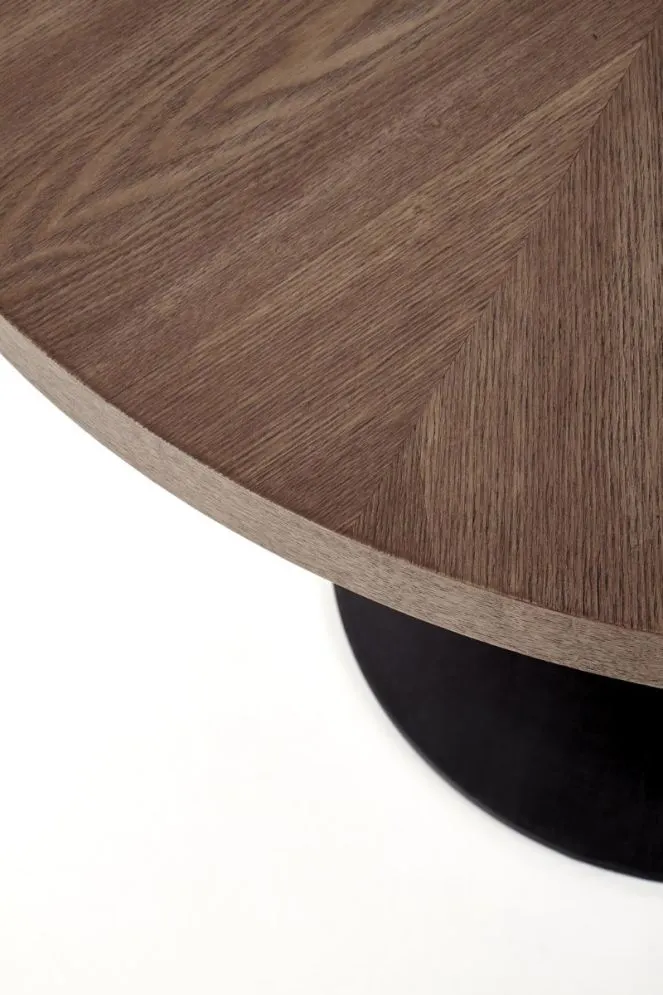 Stół CARMELO 100x100 orzech/czarny okrągły na jednej nodze firmy Halmar | MIRAT. styl LOFT