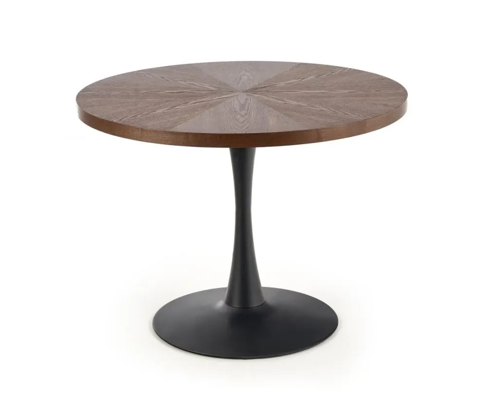 Stół CARMELO 100x100 orzech/czarny okrągły na jednej nodze firmy Halmar | MIRAT. styl LOFT