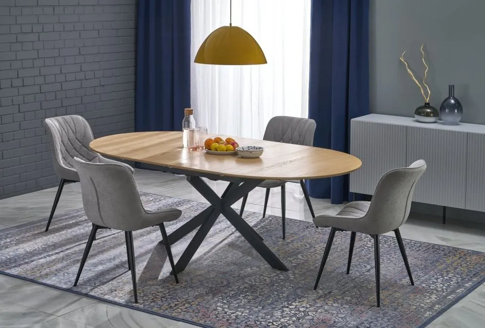 Okrągły stół rozkładany ACORD 120(200)x120 dąb naturalny/czarny I sklep meblowy MIRAT. styl LOFT