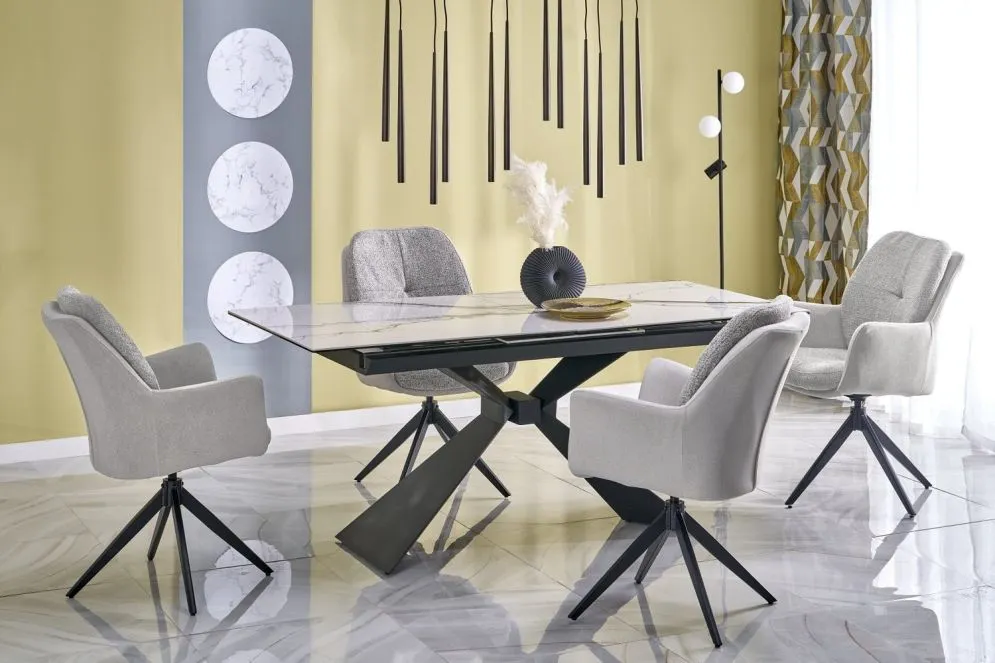 Ceramiczny stół rozkładany LUCIANO 180(230)x90 biały marmur/czarny I sklep meblowy MIRAT. styl LOFT