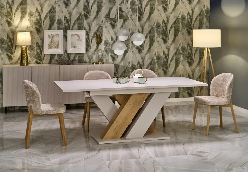 Drewniane krzesło tapicerowane BASSO beżowe/dąb naturalny I sklep meblowy MIRAT. styl SKANDYNAWSKI