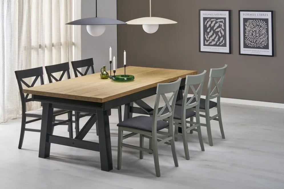 Stół rozkładany FIESTA 200(280)x100 dąb naturalny/czarny duży I sklep meblowy MIRAT. styl LOFT, SKANDYNAWSKI