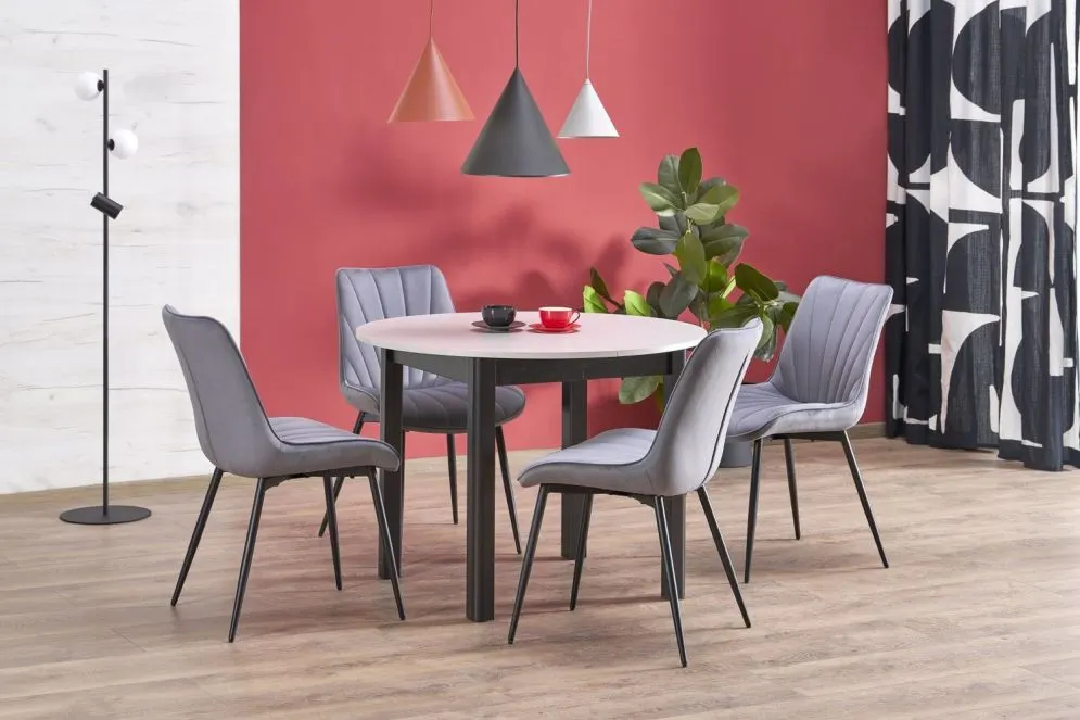 Stół rozkładany RINGO 102(142)x102 kaszmirowy/czarny okrągły I sklep meblowy MIRAT.