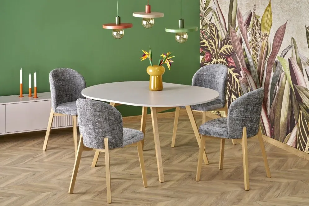 Stół rozkładany RUBEN 102(142)x102 kaszmirowy/buk do kuchni I sklep meblowy MIRAT. styl SKANDYNAWSKI