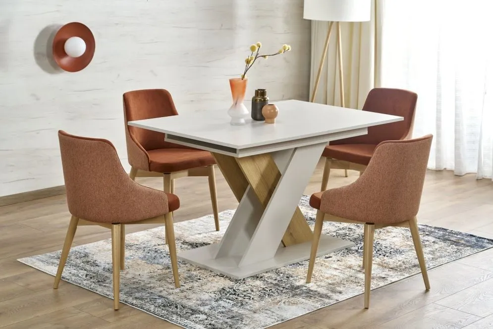 Nowoczesny stół rozkładany XARELTO 130(175)x85 kaszmirowy/dąb cremona I sklep meblowy MIRAT. styl GLAMOUR