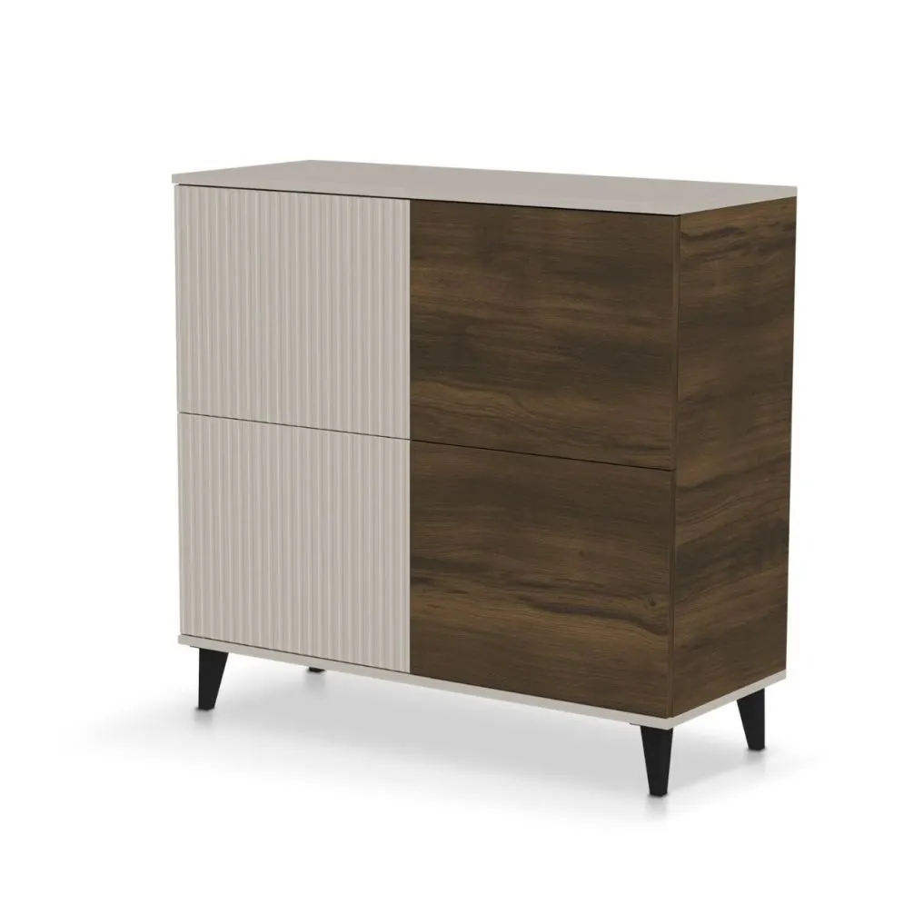 Komoda RANDOM 2 KM-2 100cm orzech/kaszmirowa do sypialni I sklep meblowy MIRAT. styl RYFLOWANY kolekcja RANDOM