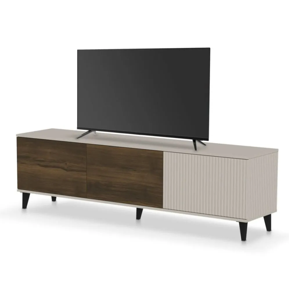 Szafka RTV RANDOM 2 180cm orzech/kaszmirowa do salonu I sklep meblowy MIRAT. styl RYFLOWANY kolekcja RANDOM