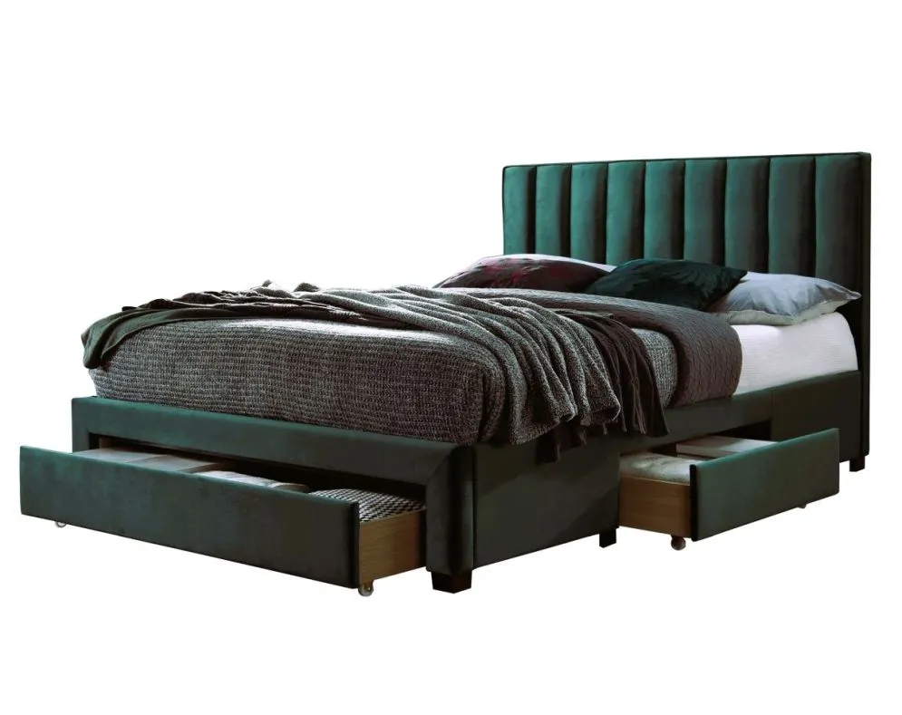 Łóżko tapicerowane GRACE 140x200 ciemno zielone glamour I sklep meblowy MIRAT. styl GLAMOUR