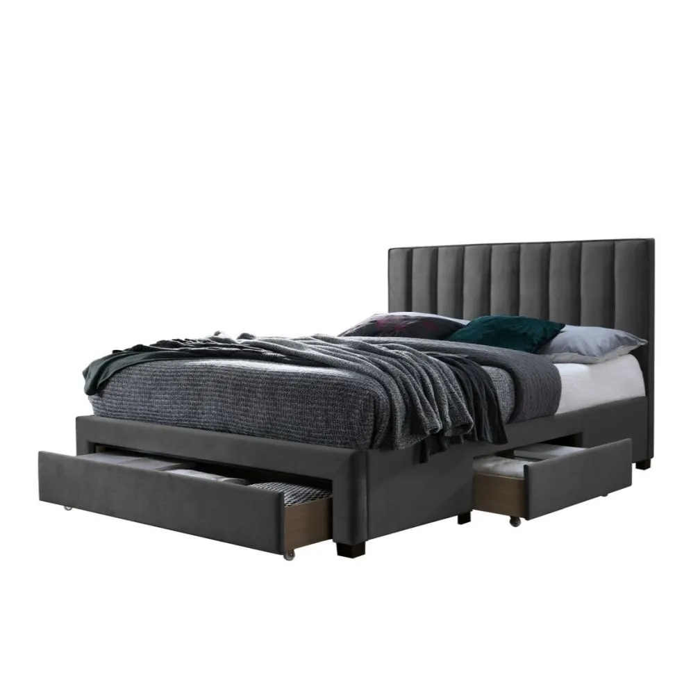 Łóżko tapicerowane GRACE 140x200 szary welurowe I sklep meblowy MIRAT.