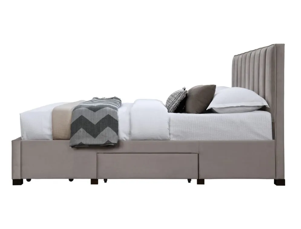 Łóżko tapicerowane GRACE 140x200 beżowe z szufladami I sklep meblowy MIRAT.