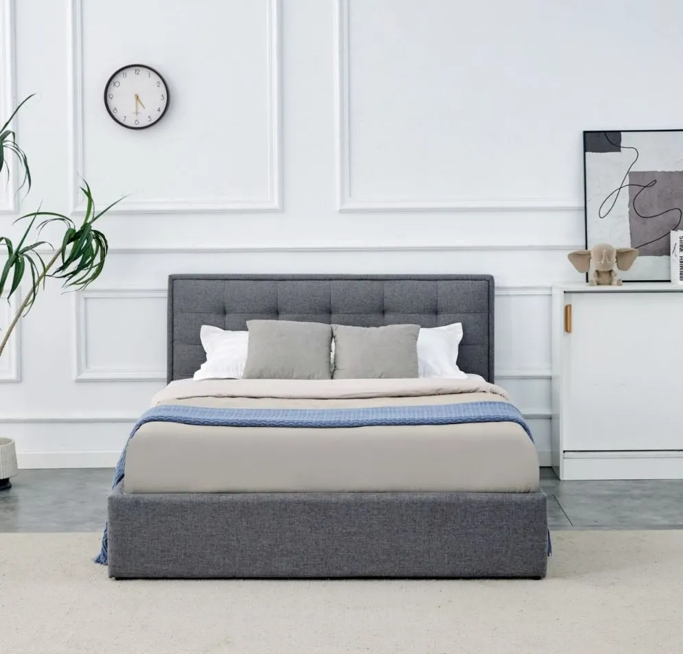 Łóżko PADVA 140x200 szare z pojemnikiem tapicerowane I sklep meblowy MIRAT.