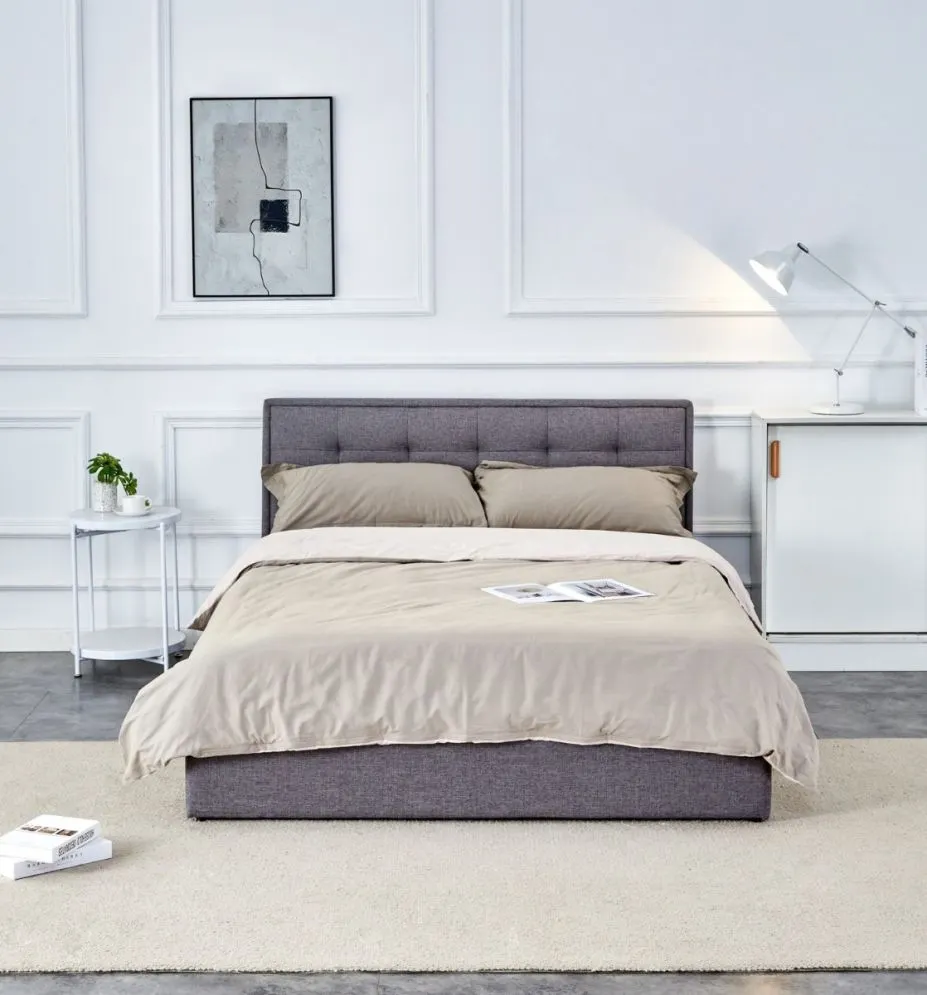 Łóżko PADVA 140x200 szare z pojemnikiem tapicerowane I sklep meblowy MIRAT.