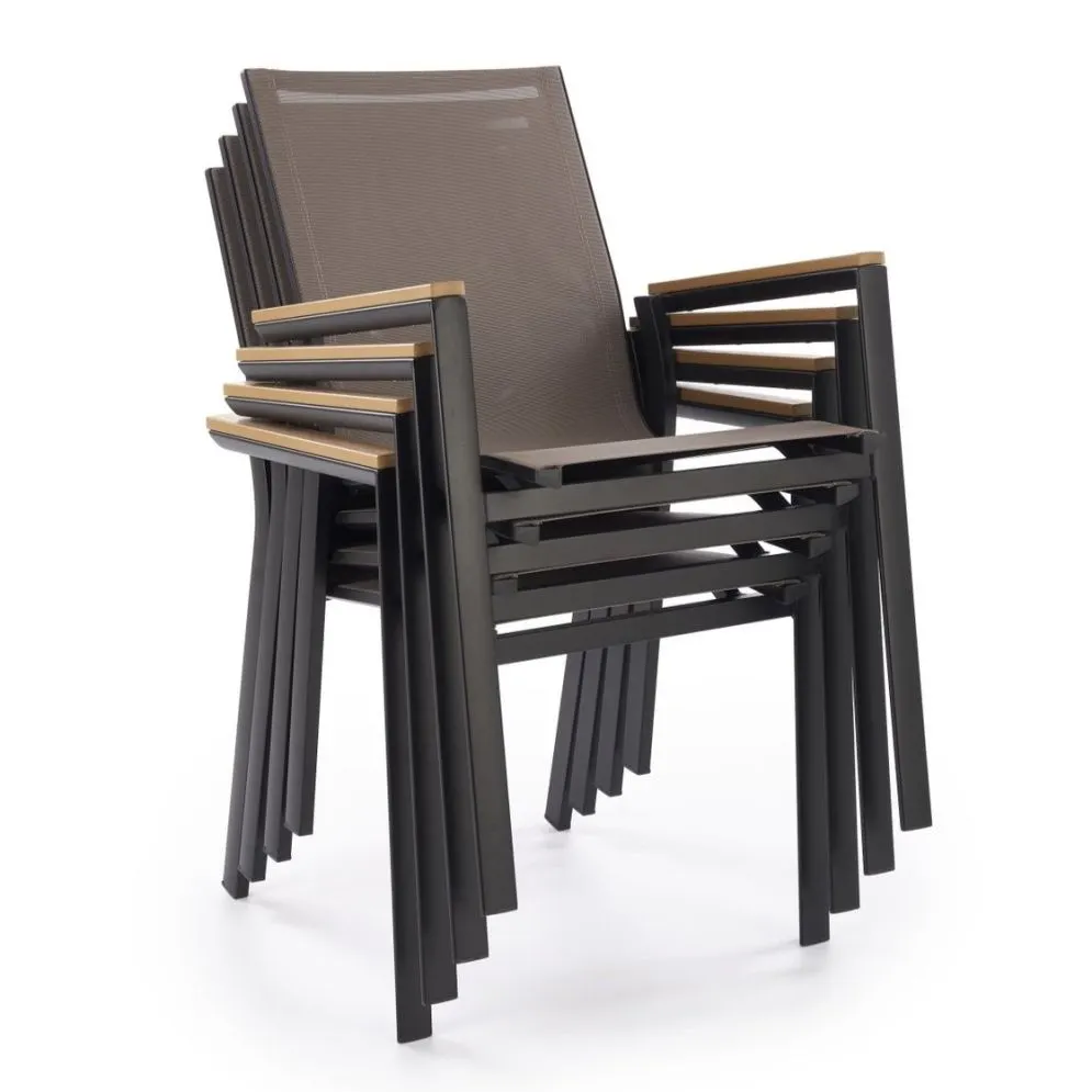 Krzesło ogrodowe FIERRO szare/czarne z siatki I sklep meblowy MIRAT.