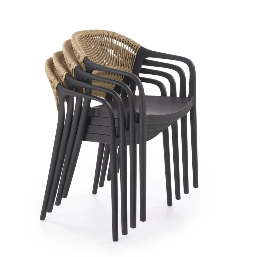 Krzesło K582 czarne/brązowe z tworzywa PVC do ogrodu I sklep meblowy MIRAT.
