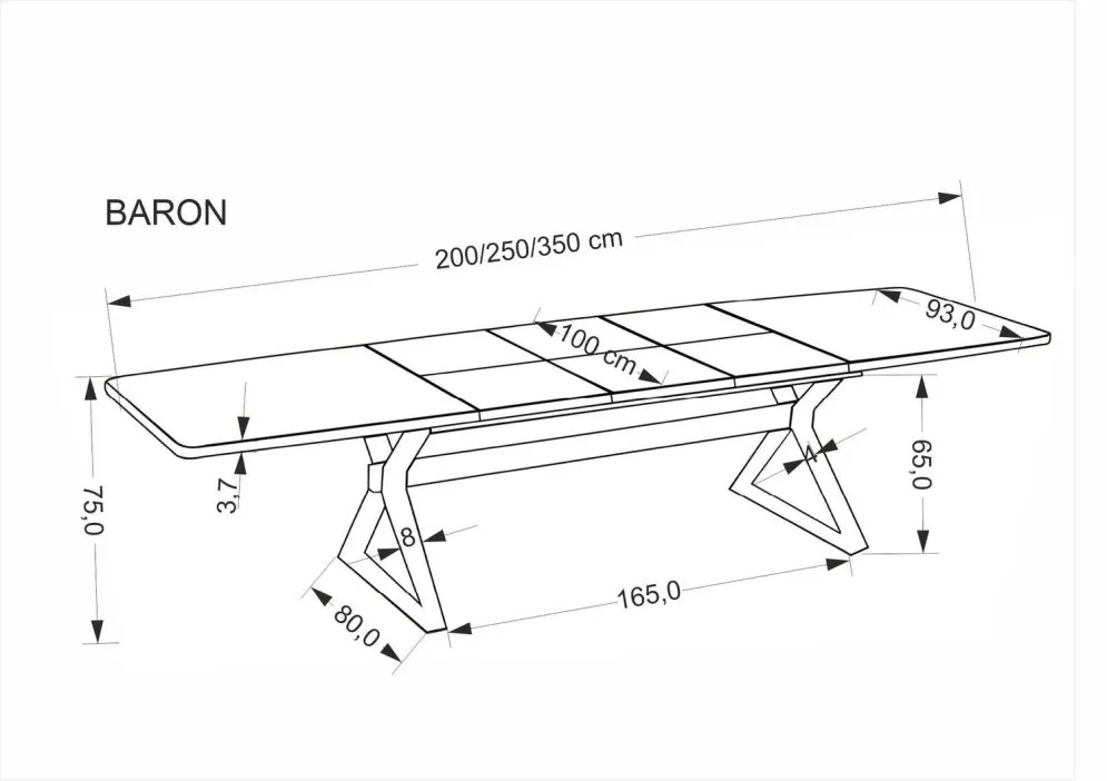 Stół rozkładany BARON 200(350)x100 orzechowy/czarny duży I sklep meblowy MIRAT. styl LOFT