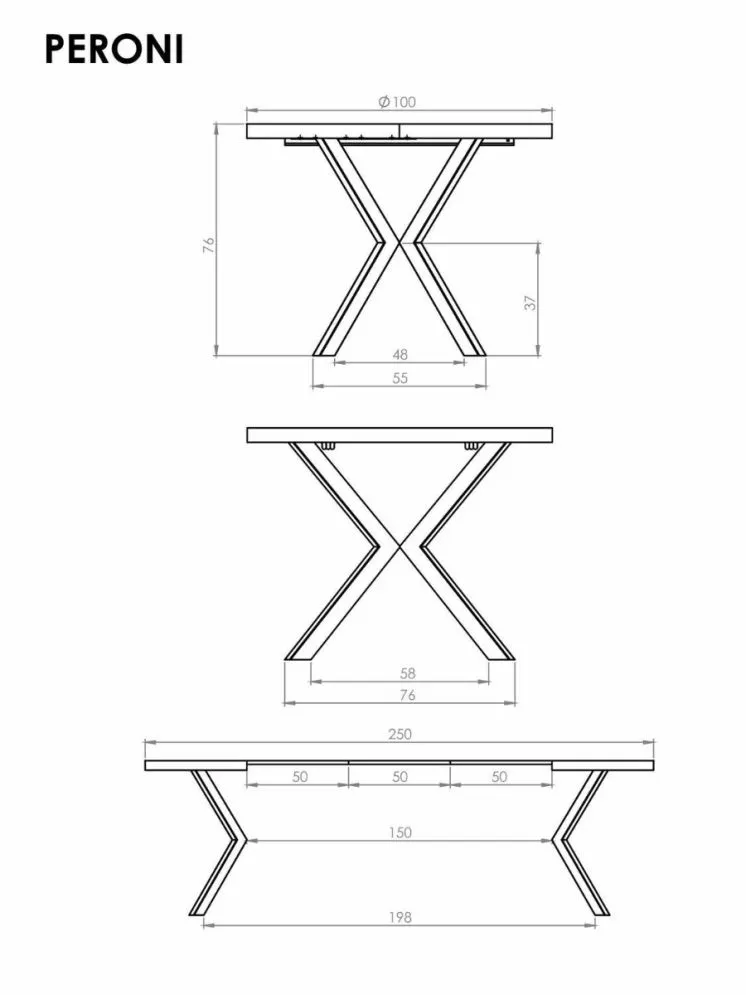 Stół okrągły rozkładany PERONI 100(250)x100 orzech/czarny loftowy I sklep meblowy MIRAT.