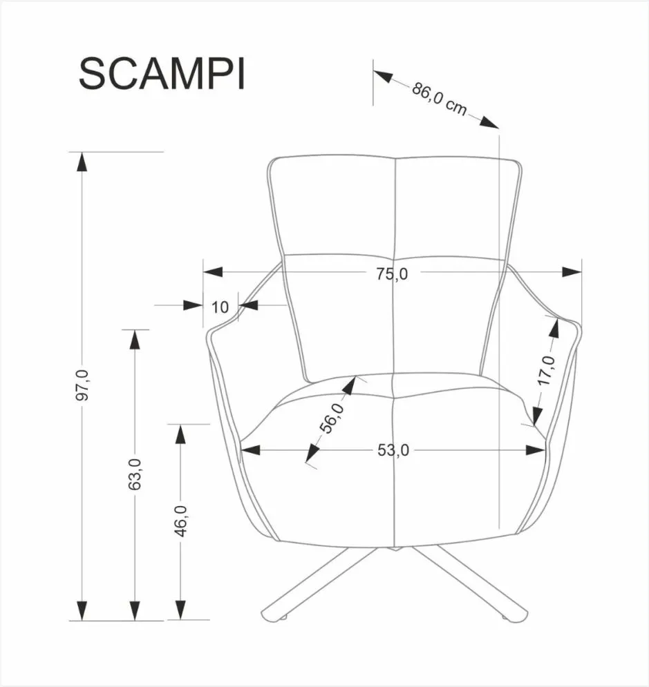Głęboki fotel do salonu SCAMPI szary obrotowy I sklep meblowy MIRAT.