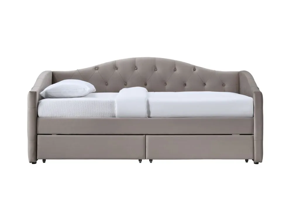 Jednoosobowe łóżko tapicerowane ALOHA 90x200 beżowe z szufladami I sklep meblowy MIRAT.
