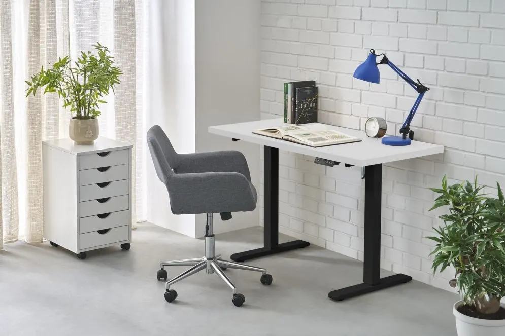 Elektryczne biurko B54 120x60cm białe/czarne z regulacją wysokości I sklep meblowy MIRAT.