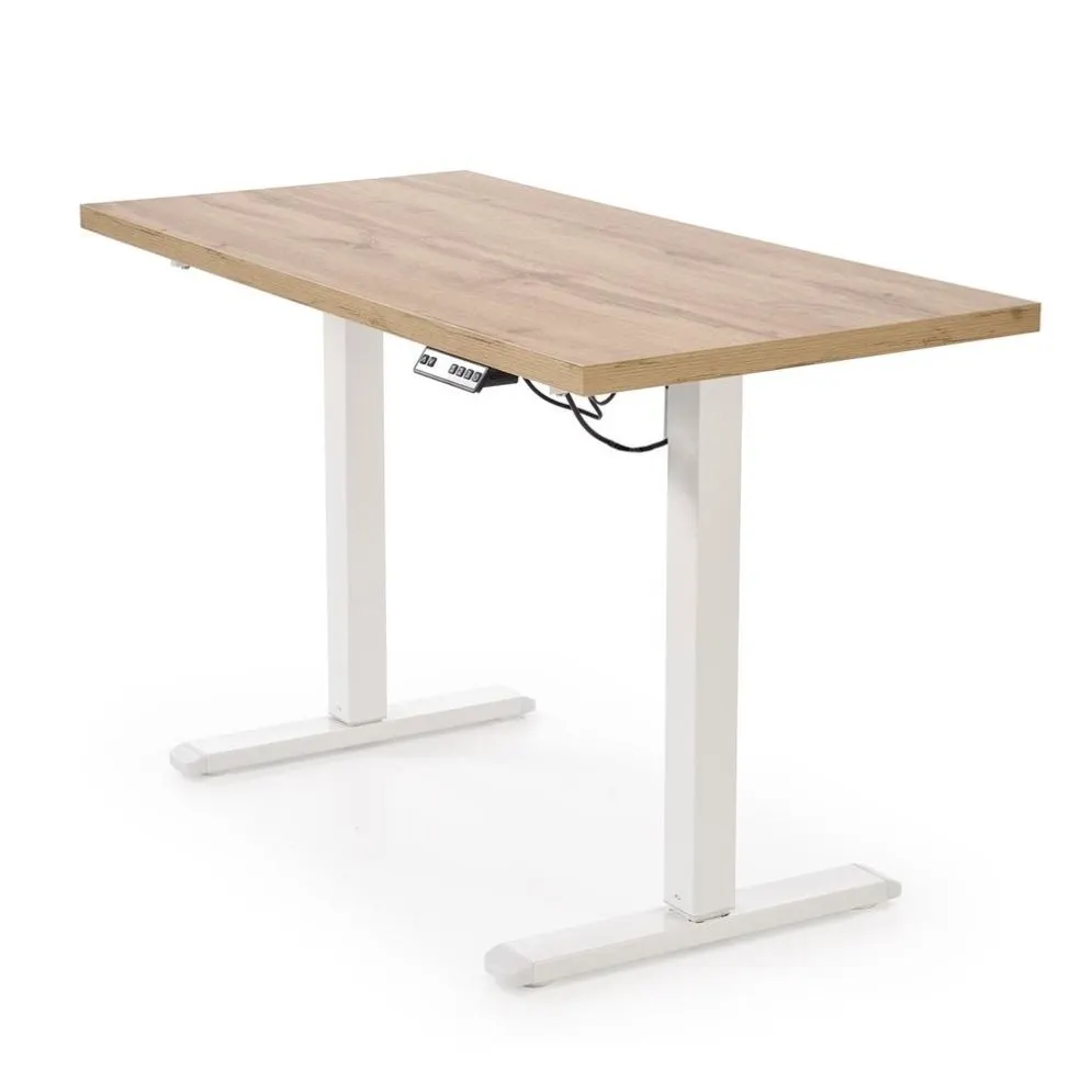 Biurko do pracy B54 120x60cm dąb artisan/białe z regulacją wysokości I sklep meblowy MIRAT.