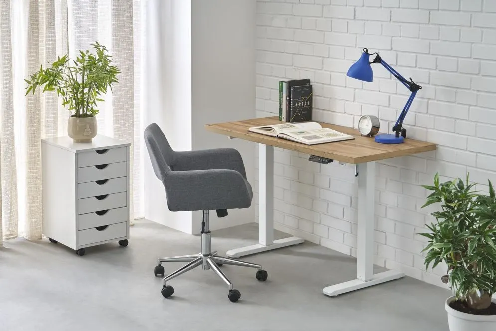 Biurko do pracy B54 120x60cm dąb artisan/białe z regulacją wysokości I sklep meblowy MIRAT.