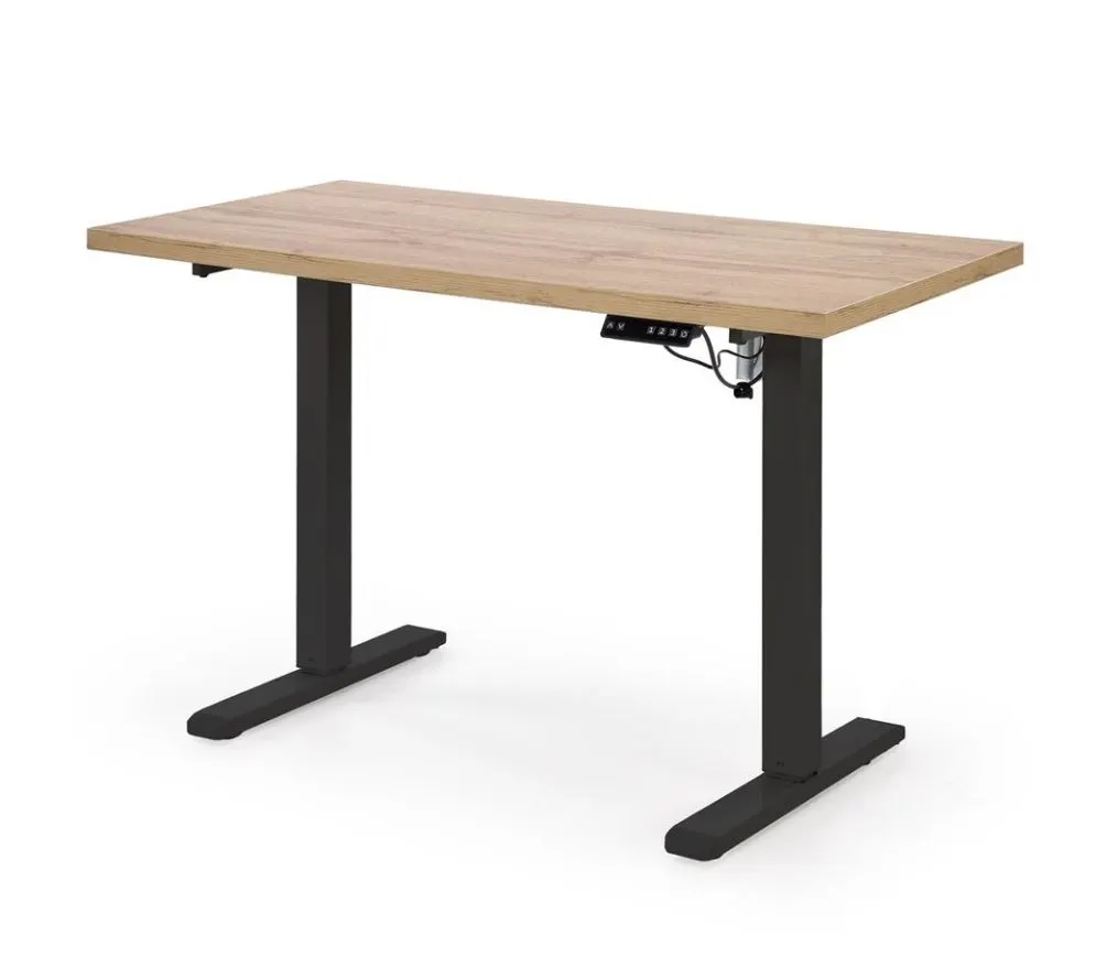 Metalowe biurko B54 120x60cm dąb artisan/czarne z regulacją wysokości I sklep meblowy MIRAT.