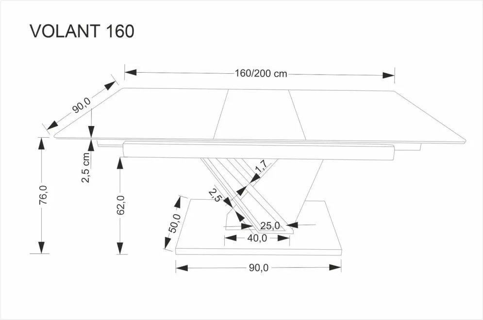 Duży stół rozkładany VOLANT 160(200)x90 czarny marmur/dąb złoty I sklep meblowy MIRAT. styl LOFT
