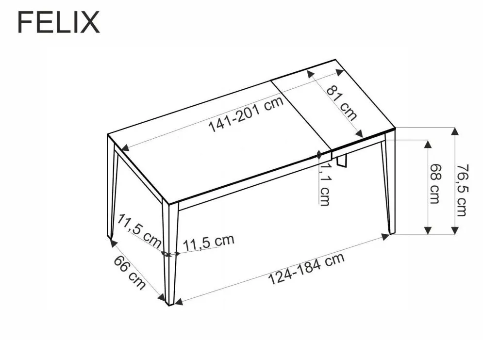 Stół rozkładany FELIX 141(201)x81 biały marmur/czarny loftowy I sklep meblowy MIRAT. styl LOFT