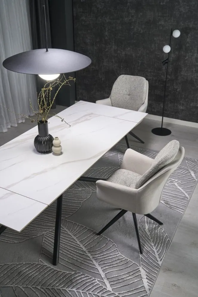 Stół rozkładany VITORINO 160(220)x90 biały marmur glamour I sklep meblowy MIRAT.