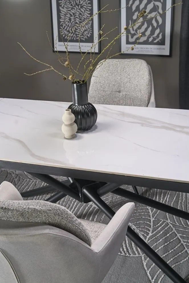 Stół rozkładany VITORINO 160(220)x90 biały marmur glamour I sklep meblowy MIRAT.