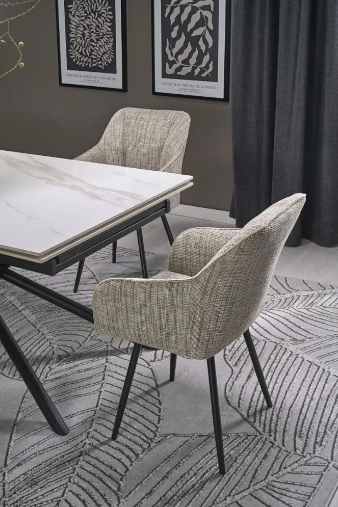 Stół rozkładany VITORINO 160(220)x90 biały marmur glamour I sklep meblowy MIRAT.