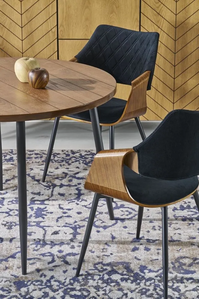 Stół okrągły BARRY 105x105 orzechowy/czarny mały I sklep meblowy MIRAT.