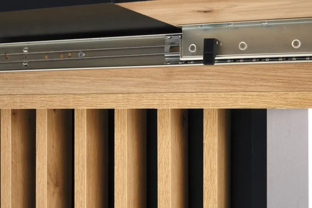 Stół rozkładany WILSON 120(158)x77 dąb artisan/czarny lamelowy I sklep meblowy MIRAT.