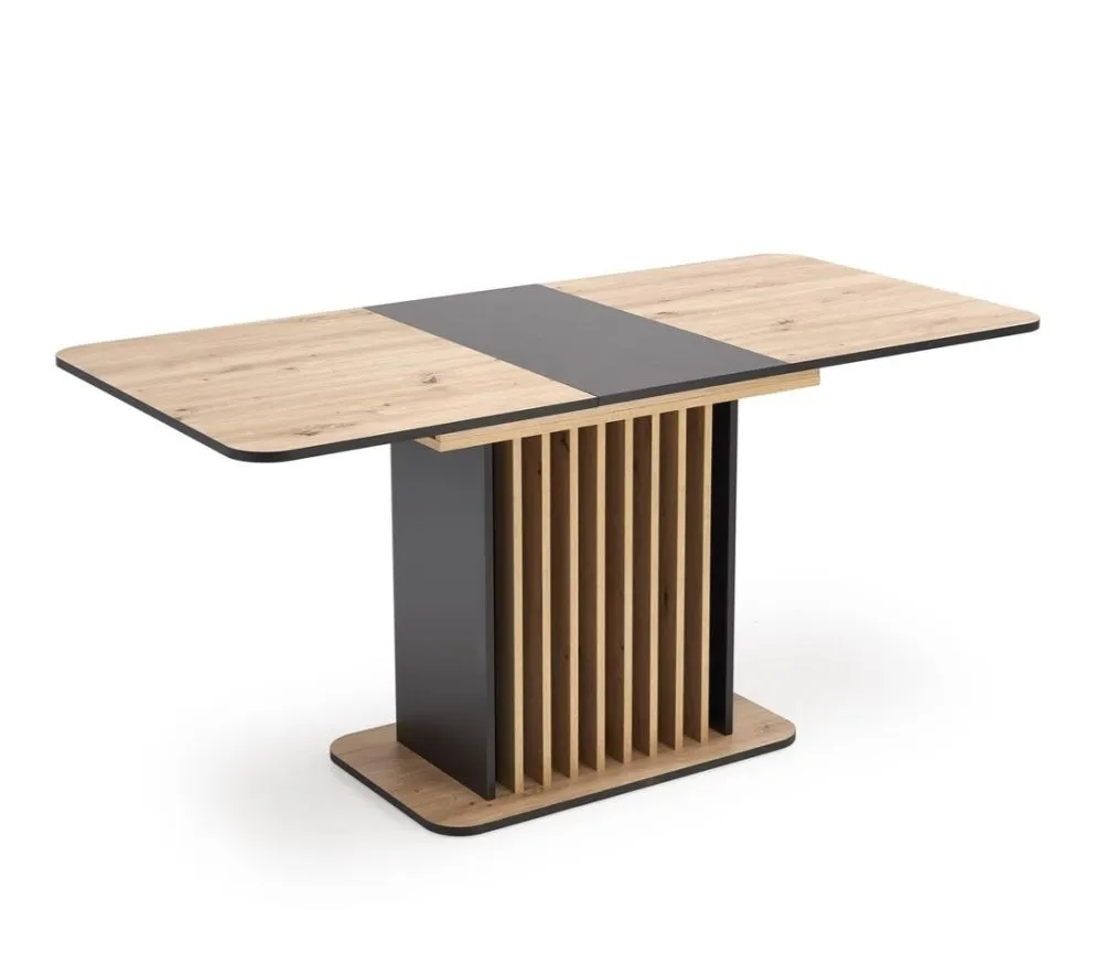 Stół rozkładany WILSON 120(158)x77 dąb artisan/czarny lamelowy I sklep meblowy MIRAT.