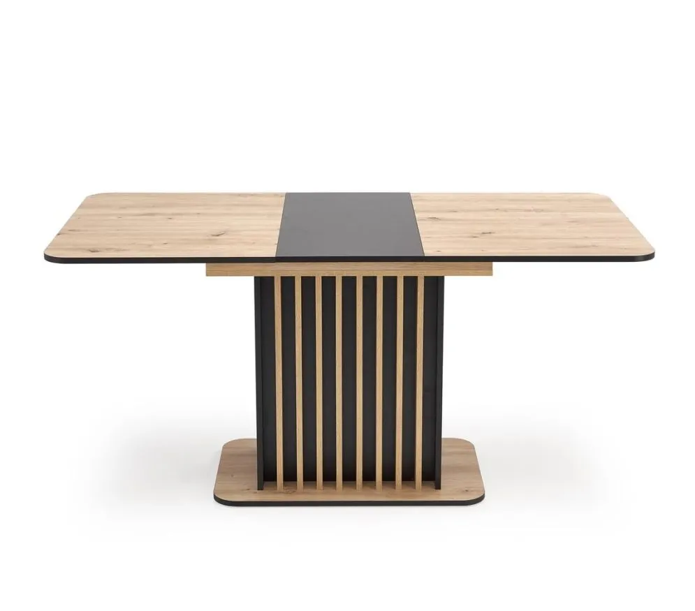 Stół rozkładany WILSON 120(158)x77 dąb artisan/czarny lamelowy I sklep meblowy MIRAT.