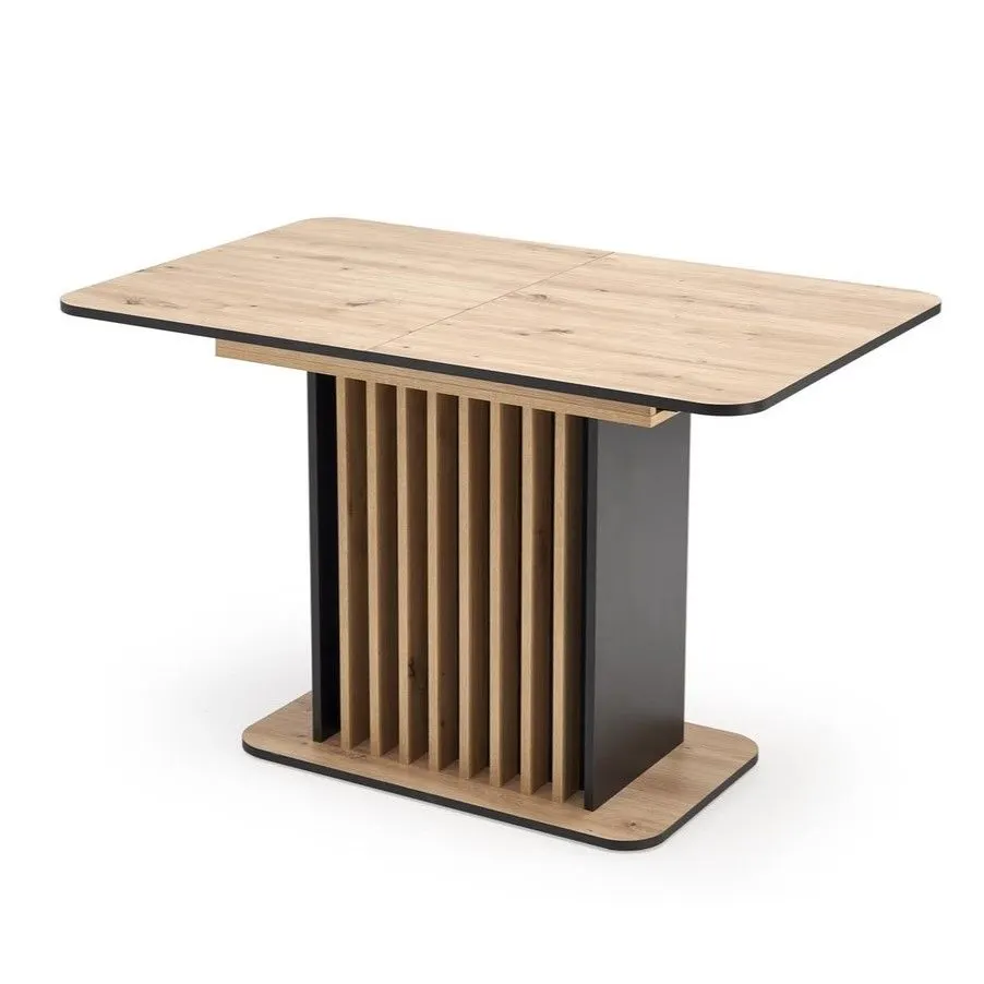Stół rozkładany WILSON 120(158)x77 dąb artisan/czarny lamelowy I sklep meblowy MIRAT.